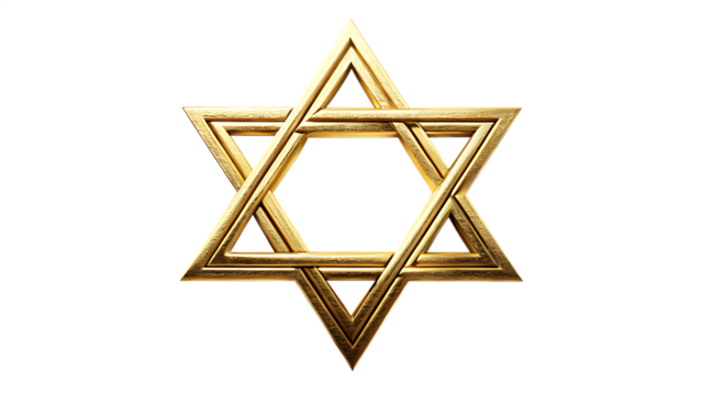 Golden star of david isolated on transparent background, a symbol of judaism - Powered by Adobe