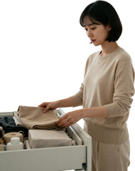 한국인여성정리정돈미니멀거실