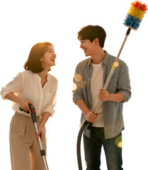 한국인부부가함께하는즐거운집안청소모습