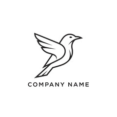 Fototapeta premium Minimalist flying bird line art logo design template.