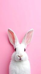 Obraz premium White rabbit against pink background (2)