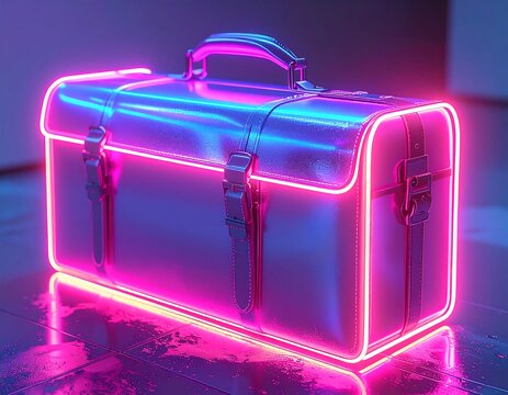 Cyberpunk Tool Kit Glowing With Neon Lights