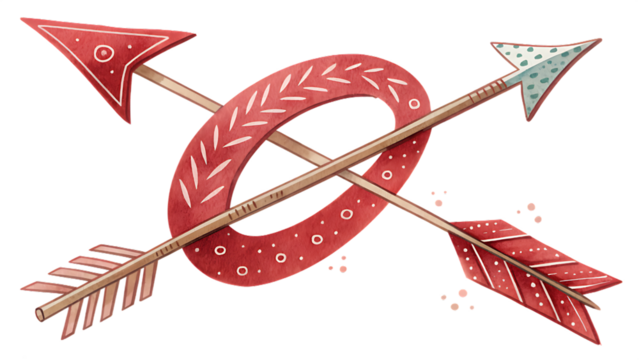 Two crossed arrows with ring isolated on transparent background illustration - Powered by Adobe