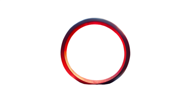 Red and black ring isolated on transparent background, a symbol of power