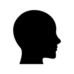 Silhouette of human head in profile representing thoughts, identity, and personality
