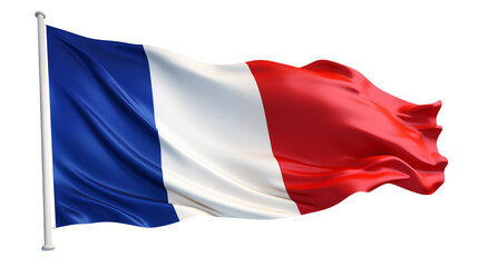Majestic French flag waving gracefully, embodying national pride and cultural heritage
