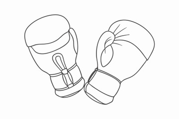 Boxing Gloves Line Drawing &ndash; Simple Sports Outline Illustration