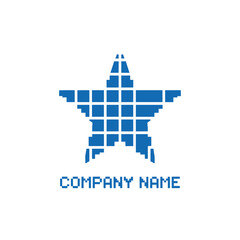 Naklejka premium Pixelated Blue Star Logo Design for Technology or Innovation Company.