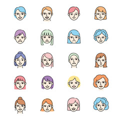 A collection of diverse cartoon facial expressions representing a range of human emotions and feelings.