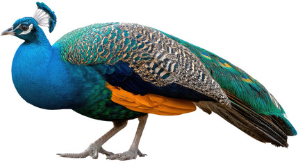 Obraz premium Magnificent Peacock in Full Display: A peacock with vibrant plumage in a display of its beauty, set against a natural backdrop. Capturing the regal elegance of the creature.