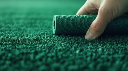 Rolled up green carpet texture