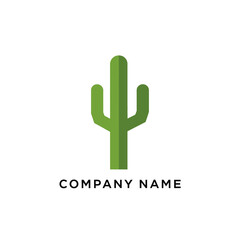 Obraz premium Simple green saguaro cactus logo design icon.