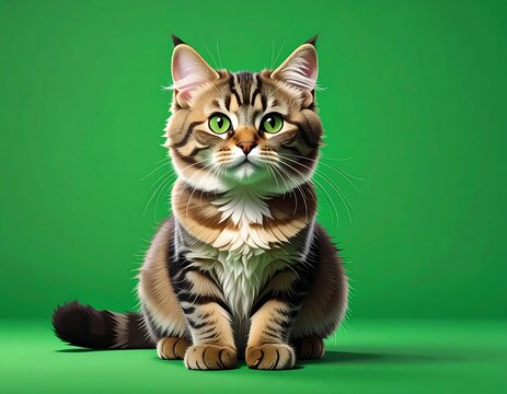 Digital rendering of a fluffy cat