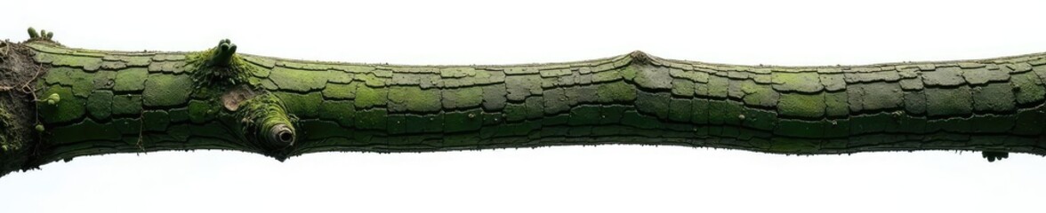 Dark green tree trunk isolated on white background, isolation, bark, texture