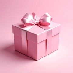 Obraz premium Pink gift box with satin ribbon
