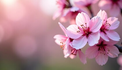 Delicate pink sakura blossoms, full bloom, soft petals , pink, flower