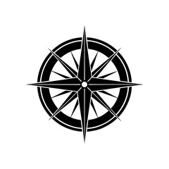 Black compass rose design on transparent background silhouette