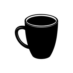 Isolated black coffee cup on transparent background silhouette