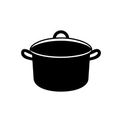 Black cooking pot vector on transparent background silhouette