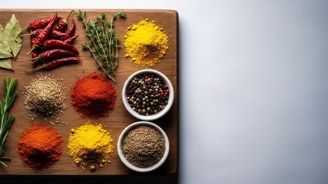Aromatic herbs and spices arrangement
