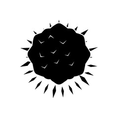 Black spiky sphere shape on transparent background silhouette