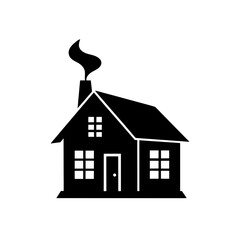 Silhouette of a house icon on transparent background
