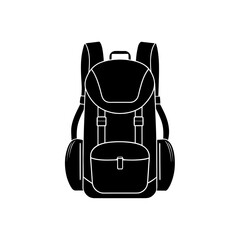 Illustration of backpack on transparent background silhouette