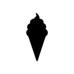 Ice cream cone silhouette on transparent background
