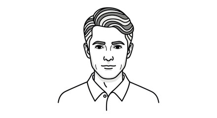 Detailed illustration of a mans face with a stylish hairstyle and focused expression.