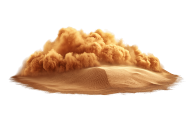 A swirling cloud of sand and dust rising from the desert floor, isolated on transparent background