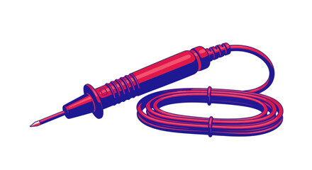 Red Electrical Testing Probe with Coiled Cable.