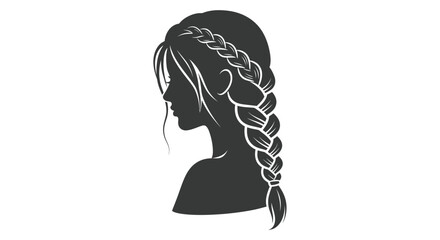 Elegant silhouette of a woman with a beautiful braided hairstyle.