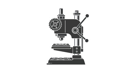 Vintage drill press machine silhouette icon for industrial use.