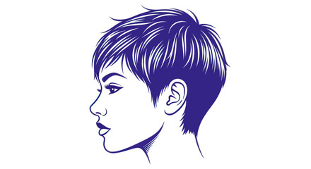 Stylish line art portrait of a woman with a pixie haircut.