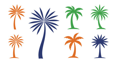 Palm Tree Silhouettes in Various Colors.