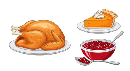 Thanksgiving Feast: Turkey Pie and Cranberry Sauce.