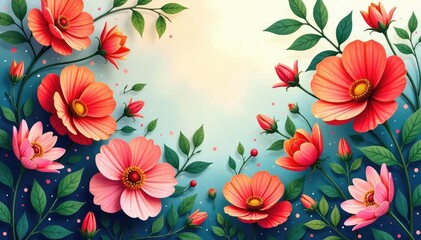 Nature-inspired floral motif, endlessly looping , illustration, texture, delicate