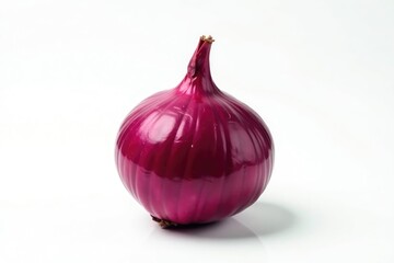 Perfectly centered red onion, smooth skin, stark white backdrop, red onion, image, ingredient