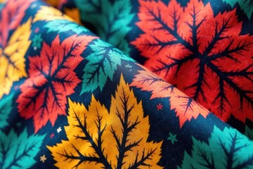 Repeating leaf print on fabric, close-up view, fabric, elegant, surface