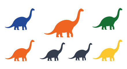 Colorful Dinosaur Silhouettes Illustration.