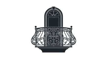 Elegant Wrought Iron Balcony with Arched Doorway.