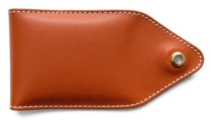Single brown leather flap, isolated on white background, material, brown, detail