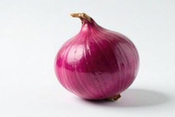 Fototapeta premium Single red onion, vibrant color, clean white backdrop, botany, red onion