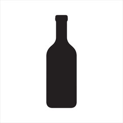 Wine Bottle icon silhouette vector with white background