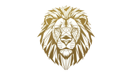 Golden Geometric Lion Head: Modern Art Illustration.
