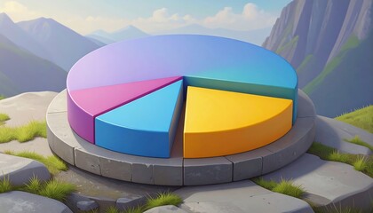 Colorful pie chart on mountaintop