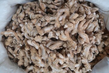 Dry Ginger or Chukke, in the spices market, kerala, india