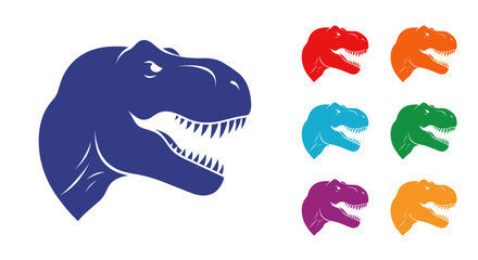 Colorful Tyrannosaurus Rex Head Vector Icon Set. © anidaahza