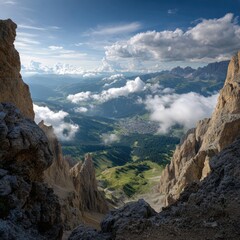 Mountain vista framed by jagged peaks