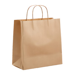 Light Brown Paper Shopping Bag with Handles on Transparent Background